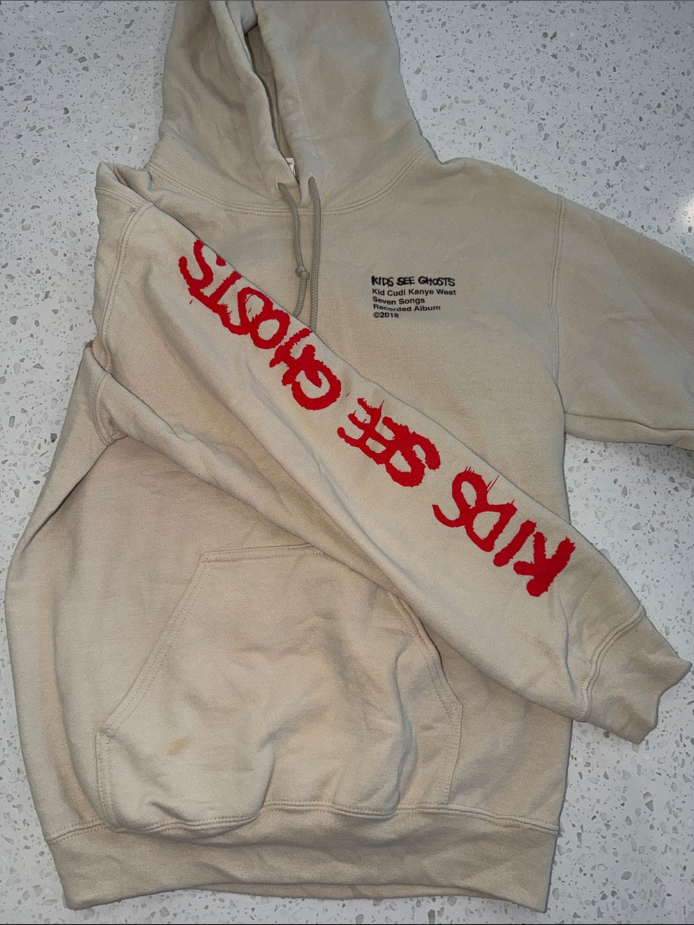 Kid Cudi & Kanye West 
“Kids See Ghosts” Beige Graphic Hoodie